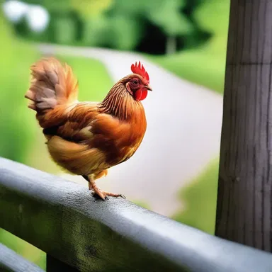 Why did the chicken cross the road? To prove to the squirrel that it wasn't afraid of heights, even on a narrow railing!