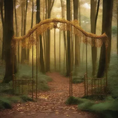In the enchanted forest, the fairies used golden railings to create a magical pathway through the trees.