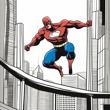 In the comic book, the superhero flew through the city, grabbing onto the metal railings of skyscrapers to guide his way.