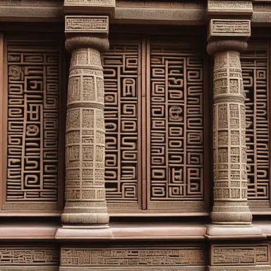The sacred temple was adorned with intricate railings carved with religious symbols and scriptures.