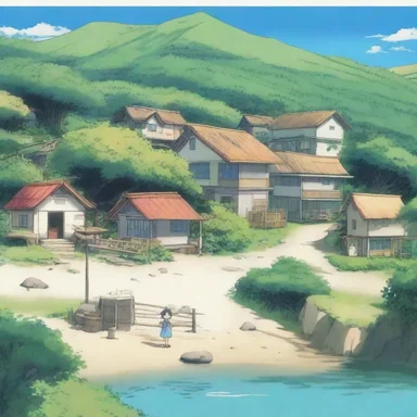 The main character in the anime series lived in a small coastal village onshore.