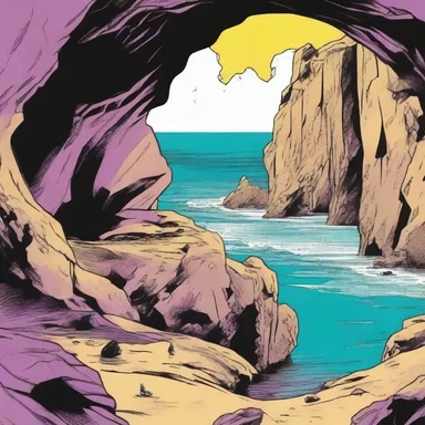 In the superhero comics, the protagonist's secret hideout was located onshore, hidden within a coastal cave.