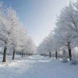 A 4D, 8k resolution image exploring clear winter scenery, filled with seasonal decorations that evoke a winter scent.