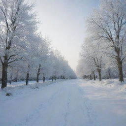 A 4D, 8k resolution image exploring clear winter scenery, filled with seasonal decorations that evoke a winter scent.