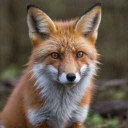 Refine the Ultra HD image: the fox appears more fluffy, enhancing its cuteness, but also exhibiting a dangerous gleam in its eyes, hinting at its predatory nature.