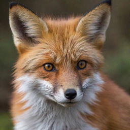 Refine the Ultra HD image: the fox appears more fluffy, enhancing its cuteness, but also exhibiting a dangerous gleam in its eyes, hinting at its predatory nature.