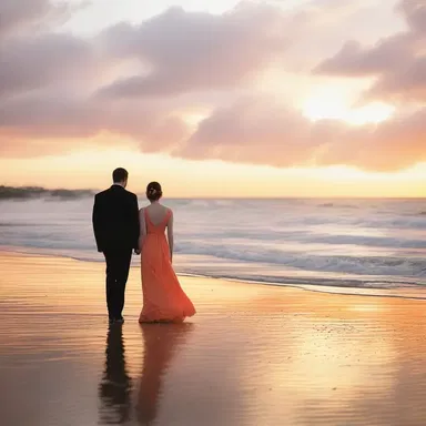 The sunset painted the sky in shades of tangerine, creating a romantic atmosphere for the couple's evening stroll on the beach.