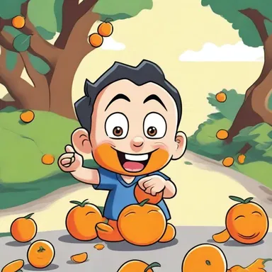 In the cartoon, the mischievous character is always seen eating tangerines, leaving a trail of orange peels behind.