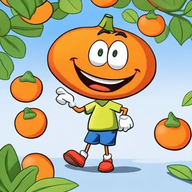 In the cartoon, the mischievous character is always seen eating tangerines, leaving a trail of orange peels behind.