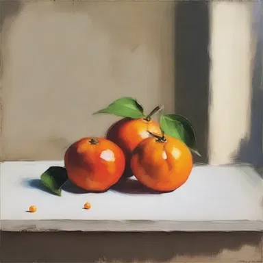 The artist painted a still life of a tangerine, capturing its vibrant color and texture.