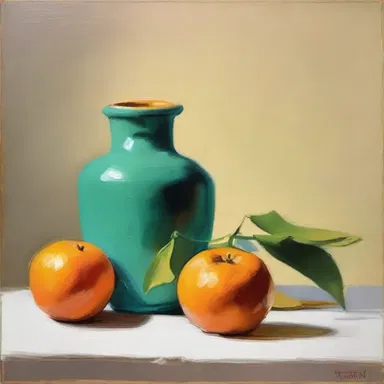 The artist painted a still life of a tangerine, capturing its vibrant color and texture.