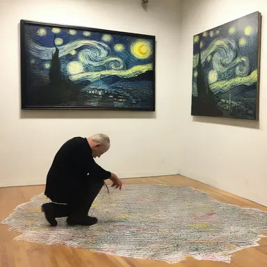 The artist extended himself, staying up all night to complete his masterpiece before the gallery opening.