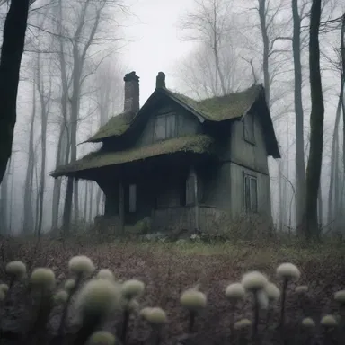 In the horror movie, the haunted house was surrounded by a sinister forest filled with twisted lesser burdock plants.