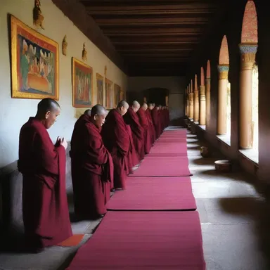 The monks in the monastery diligently churn out their daily prayers.