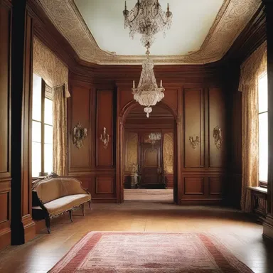 The old mansion described in the novel had luxurious wainscoting that added to its aura of grandeur.