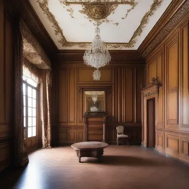 The old mansion described in the novel had luxurious wainscoting that added to its aura of grandeur.