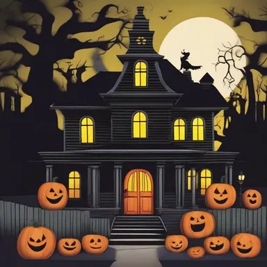 The children's cartoon show featured a spooky haunted house with wainscoted walls, adding a mysterious ambiance to the setting.