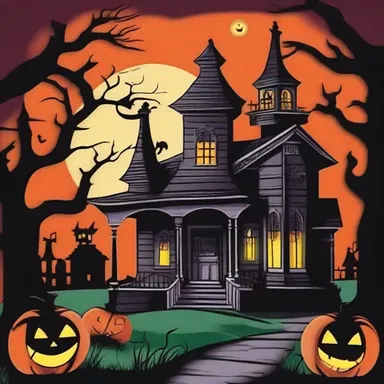 The children's cartoon show featured a spooky haunted house with wainscoted walls, adding a mysterious ambiance to the setting.