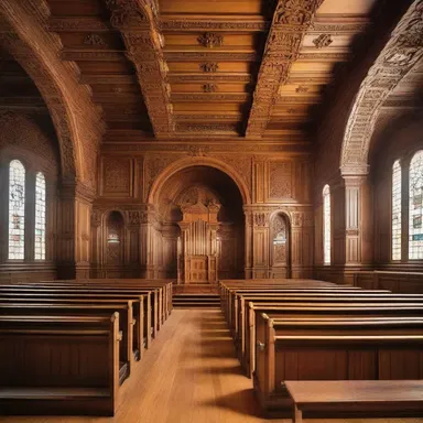The historic church is known for its elaborate interior, including the beautifully carved wainscoting featured throughout the sanctuary.