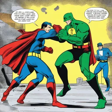 As the superhero gropingly fought against the villain, the comic book panels displayed each intense punch and kick.