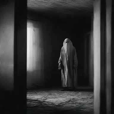 The ghostly figure's immutability in the haunted house contributed to the chilling and terrifying atmosphere of the horror movie.