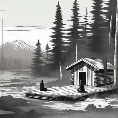 In the eremitical future society described in the novel, people retreat to isolated cabins to meditate and contemplate.