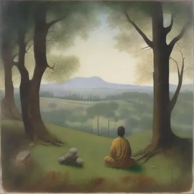 The eremitical painting depicted a lone figure meditating in nature, reflecting the artist's love for hermitic living.
