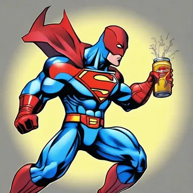 The superhero protagonist would tipple a special energy drink to gain superpowers.