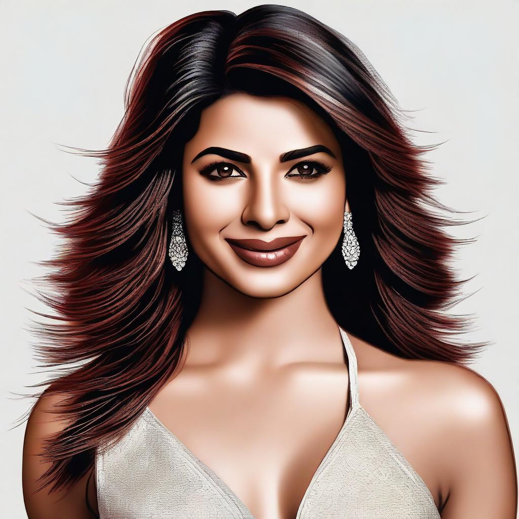 A high-quality digital art portrait of Priyanka Chopra