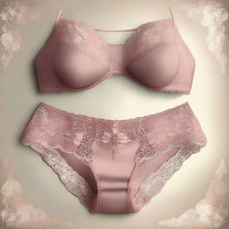 A high-quality digital art image of a fashionable lingerie set