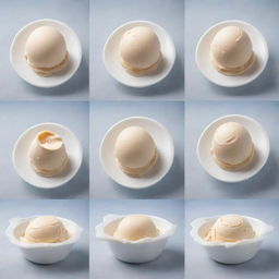 Illustration of the step-by-step process of making rolled ice cream, from pouring the cream onto the cold plate to rolling the frozen treat into perfect coils.