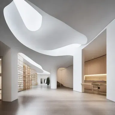 In the design of the building, the canalisation of lines and openings created a sense of fluidity and connectivity.