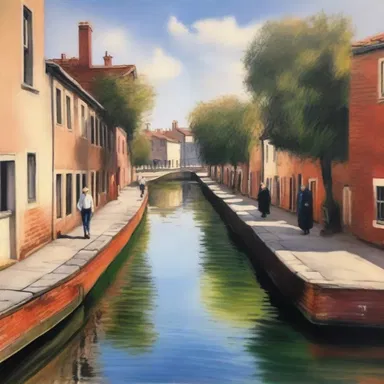 The artist beautifully depicted the process of canalisation in her painting.