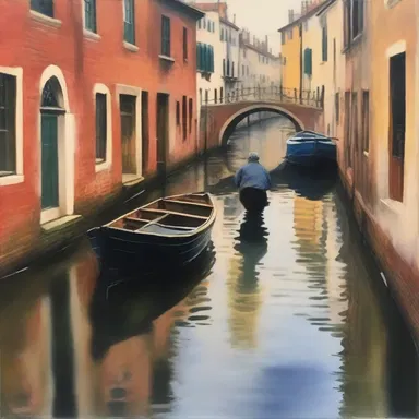 The artist beautifully depicted the process of canalisation in her painting.