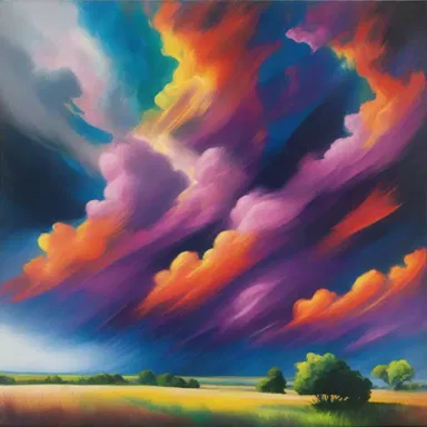The artist used vibrant colors to depict the storm that seemed to rend the sky in two.