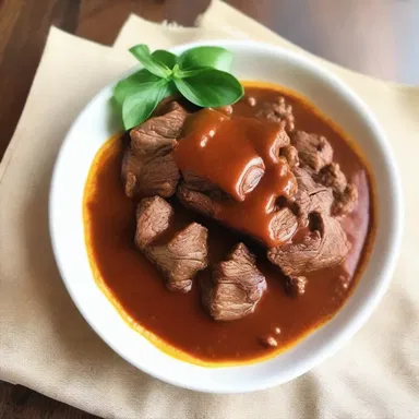 As I took a bite of my meal, the sauce on the beef turned into a thick, blood-red Sauce Espagnole, sending chills down my spine.
