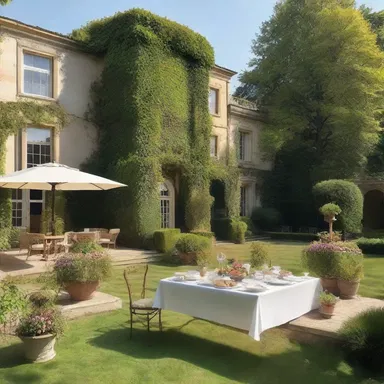 The luxurious mansion had a beautiful landscaped garden with a designated area for picknickers to relax and enjoy their food.