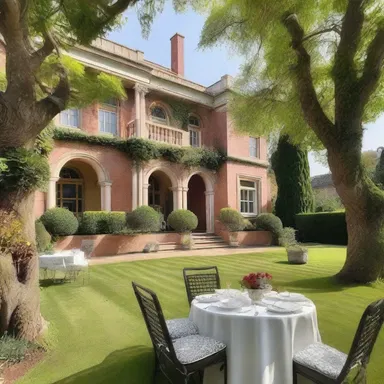 The luxurious mansion had a beautiful landscaped garden with a designated area for picknickers to relax and enjoy their food.