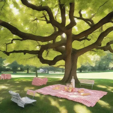 The author described a scene in the book where a group of picknickers gathered under the shady trees, savoring their homemade sandwiches and refreshing lemonade.