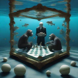 A high-quality, surreal digital art piece that encapsulates an overwhelming and irrational fear of an idyllic chess game, reminiscent of Norman Rockwell's style