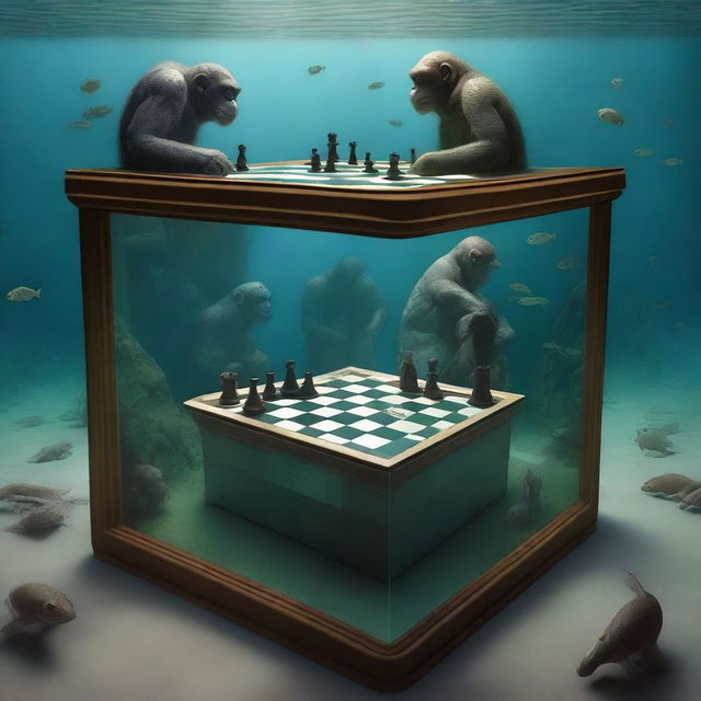 A high-quality, surreal digital art piece that encapsulates an overwhelming and irrational fear of an idyllic chess game, reminiscent of Norman Rockwell's style