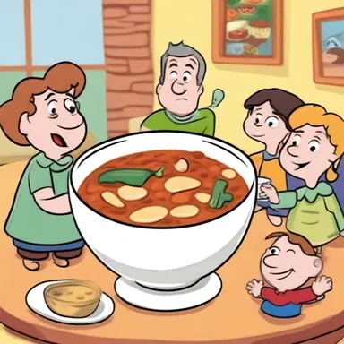 In one episode of the popular cartoon, the characters enjoy a warm bowl of minestrone soup for dinner.