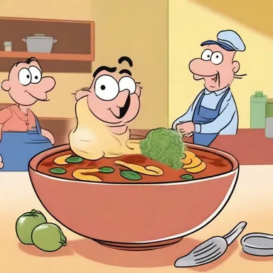 In one episode of the popular cartoon, the characters enjoy a warm bowl of minestrone soup for dinner.
