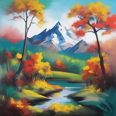 The artist used various colors and brush strokes to consolidate different elements of nature into one captivating painting.