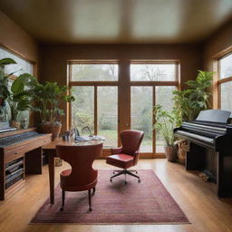 A house designed in the fashion of a Venus flytrap with a state-of-the-art recording studio and a proficient art studio