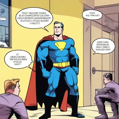 In the comic book, the superhero asks an inquiring about the villain's weak spot.