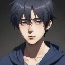 Create a detailed image of a sad anime boy, showcasing melancholic expression and shadows to enhance the emotional aspect.