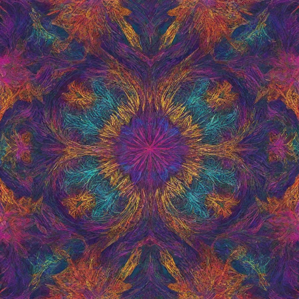 Generate an unique piece of digital art with intricate patterns, vibrant colors, and dynamic composition for an NFT.