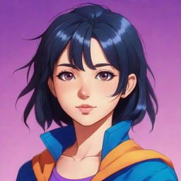 Create an anime-style profile picture for a character named 'neera_rwt_85'. Use vibrant colors, light expressions, and ensure the character design aligns with typical anime aesthetic.