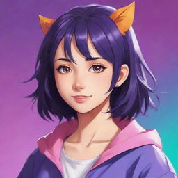 Create an anime-style profile picture for a character named 'neera_rwt_85'. Use vibrant colors, light expressions, and ensure the character design aligns with typical anime aesthetic.